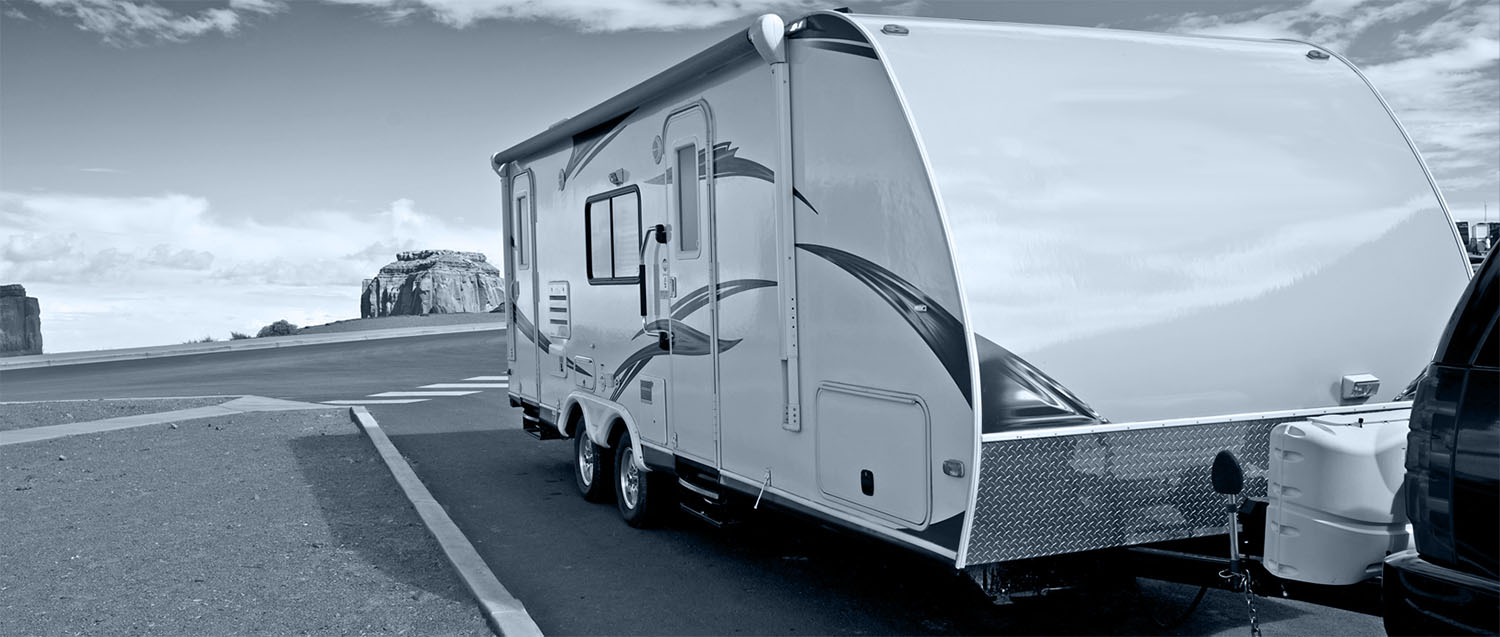 travel trailer hooked to a vehicle